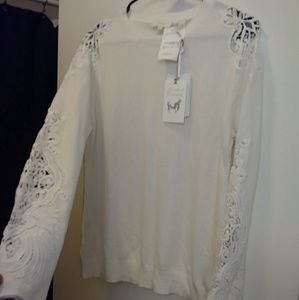 NWT Ted Baker Ivory Lace & Cashmere Sweater